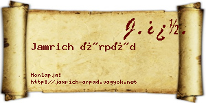 Jamrich Árpád névjegykártya